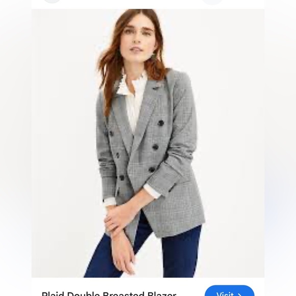 Loft grey plaid double-breasted blazer - Picture 10 of 10